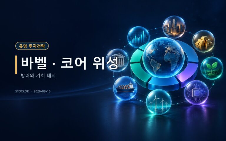 주식 투자 교육 썸네일 — 바벨 · 코어 위성, 방어와 기회 배치