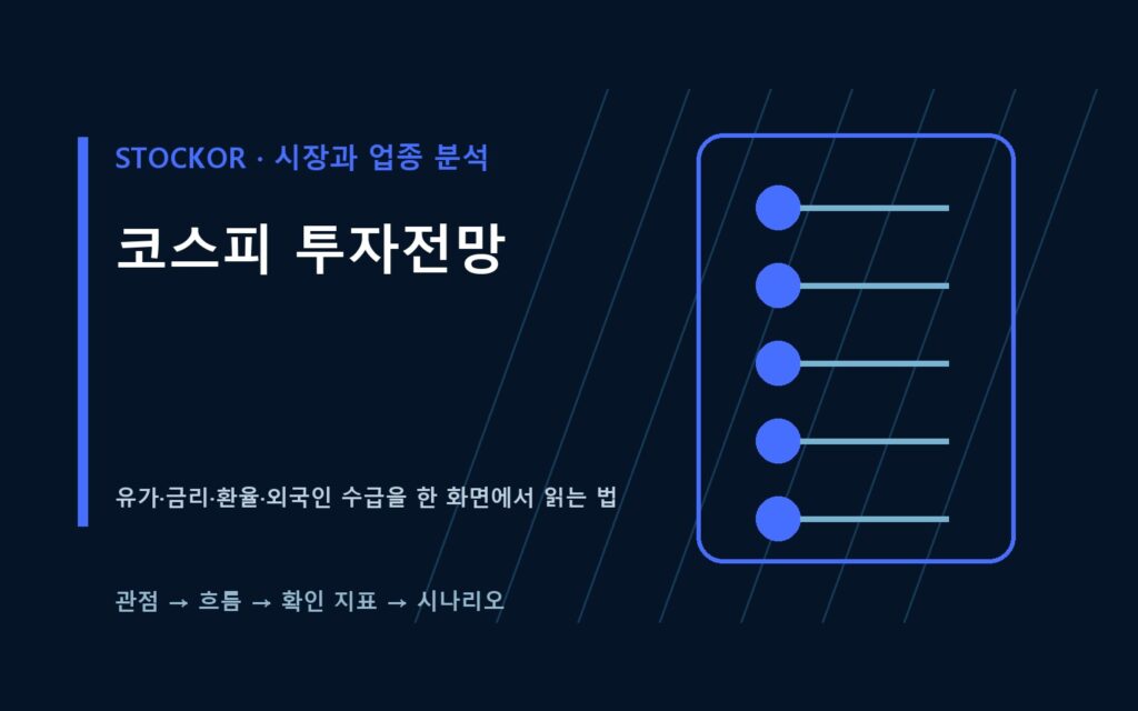 코스피 투자전망에서 유가 금리 환율 외국인 수급을 함께 확인하는 분석 화면