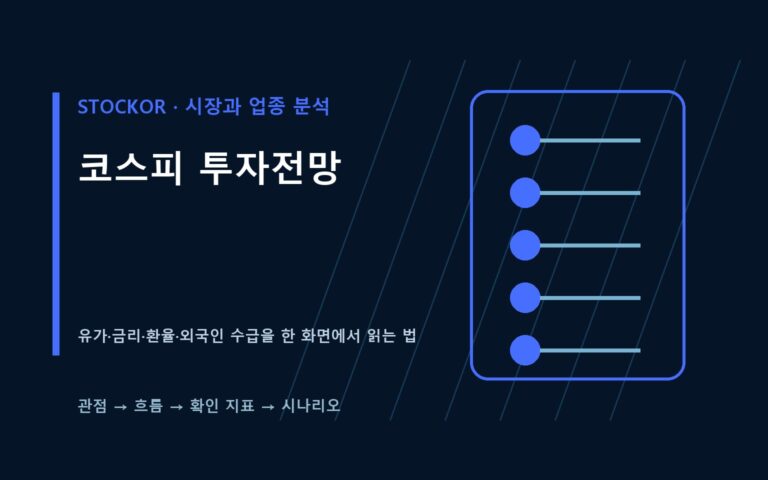 코스피 투자전망에서 유가 금리 환율 외국인 수급을 함께 확인하는 분석 화면