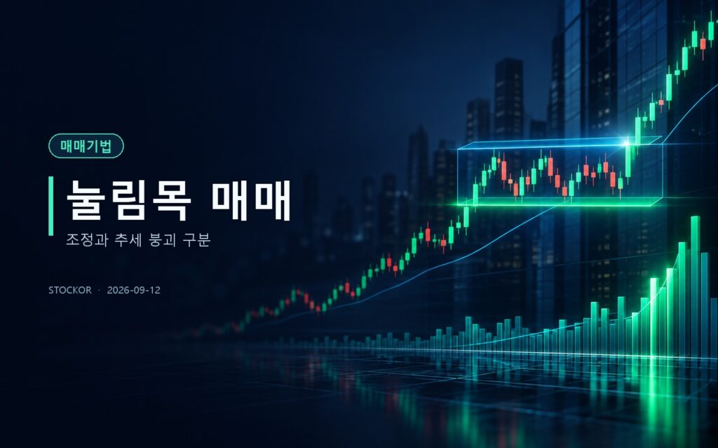 주식 투자 교육 썸네일 — 눌림목 매매, 조정과 추세 붕괴 구분