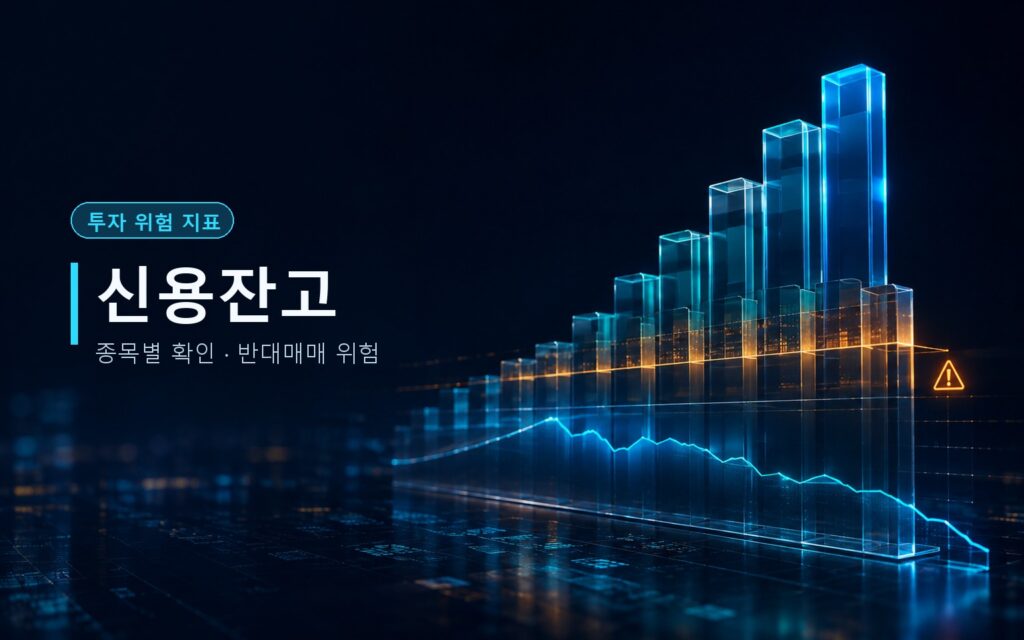 주식 신용잔고의 종목별 확인 방법과 반대매매 위험을 표현한 금융 데이터 이미지
