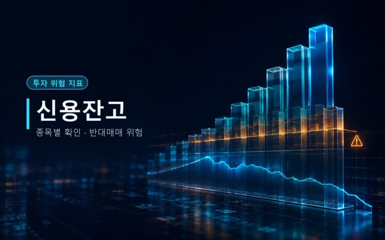 주식 신용잔고의 종목별 확인 방법과 반대매매 위험을 표현한 금융 데이터 이미지